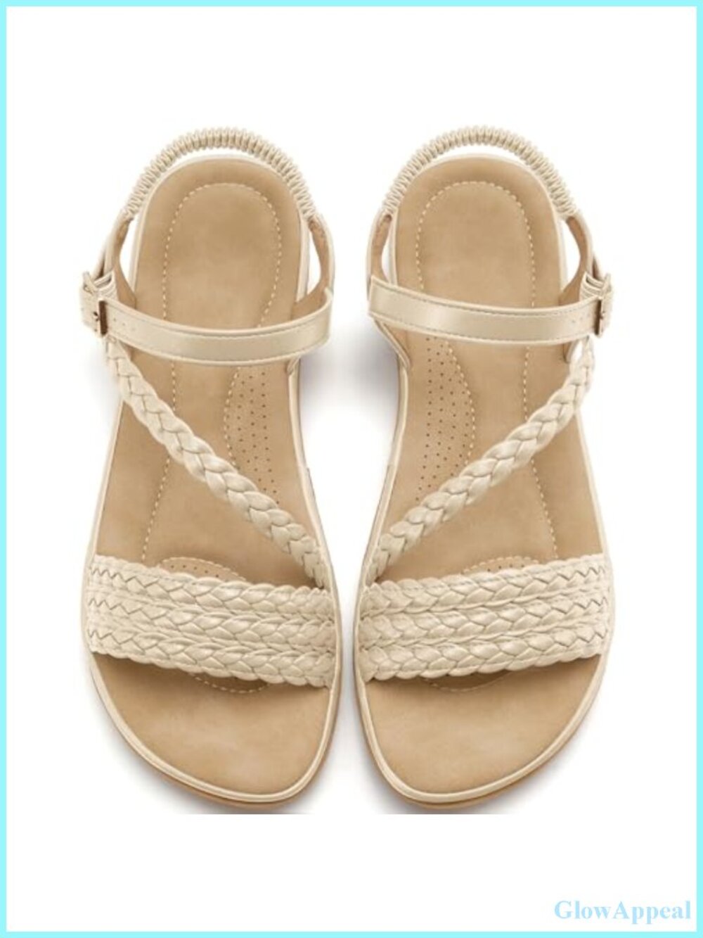 Womens Dressy Strappy Flat Sandals Faux Leather Adjustable Buckle Summer Walking